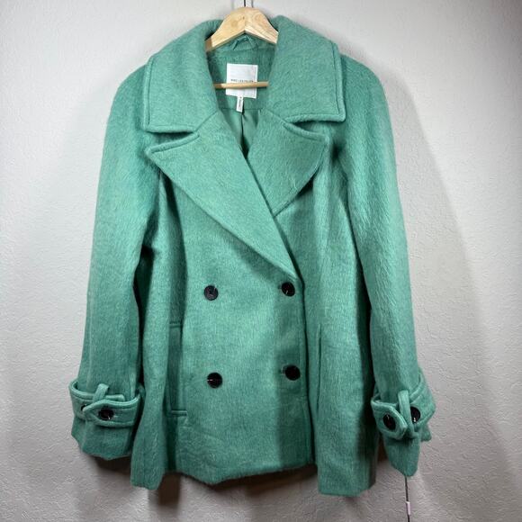 Avec Les Filles Women's Fuzzy Teal Green Peacoat Size‎ S NEW - Picture 2 of 8